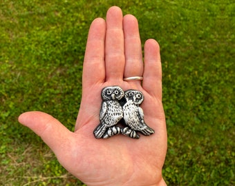 Pair of Owls Magnet, an original, handcrafted stoneware novelty!