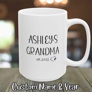 Grandma Established 2025 Mug, Personalized Gift for New Grandma, Custom Coffee Cup, Baby Announcement Present