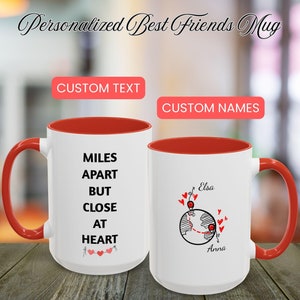 Weit entfernt, aber im Herzen sehr nah Personalisierte Freunde-Tasse Benutzerdefinierte Schwester Geschenk Ferngeschenk Beste Freundin Geschenk Fernbecher