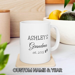 Grandma Established 2025 Mug, Personalized Gift for New Grandma, Custom Coffee Cup, Baby Announcement Present