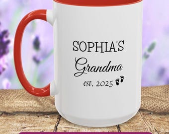 Tasse 2025 établie par grand-mère, tasse à café personnalisée pour les nouveaux grands-parents, cadeau unique pour la fête des mères