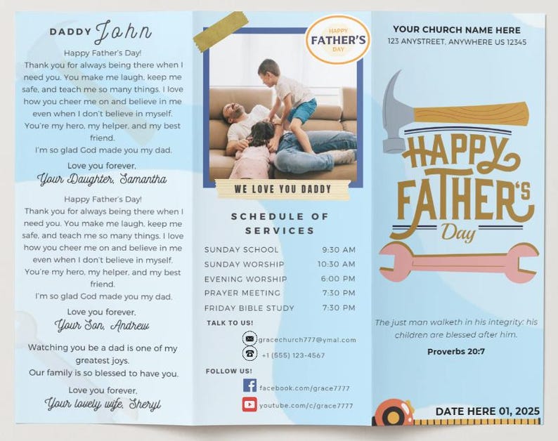Fathers Day Church Program Editable Canva Template | Event Brochure ...