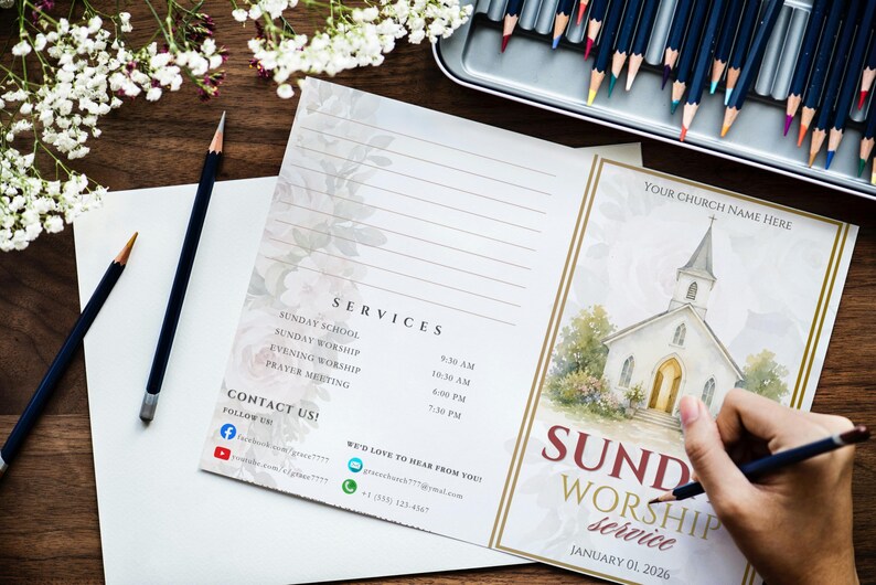 Church Weekly Service Program Editable CANVA Template | 4 Pages | Event ...