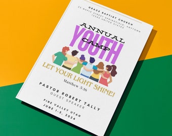 Church Youth Camp Program Template: Minimalist Design (Canva, US Letter)