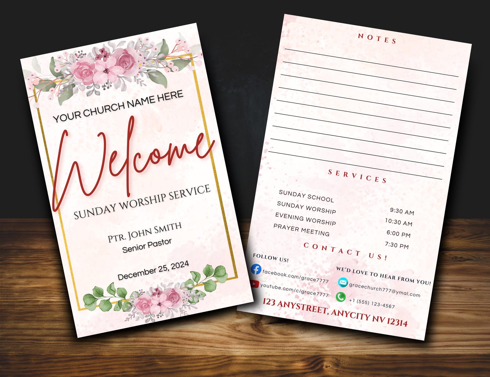 Church Program Canva Template | Event Brochure Handout Bulletin | 8 ...