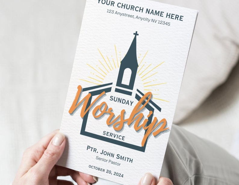 Church Worship Service Program Template: Editable Bulletin (US Letter ...