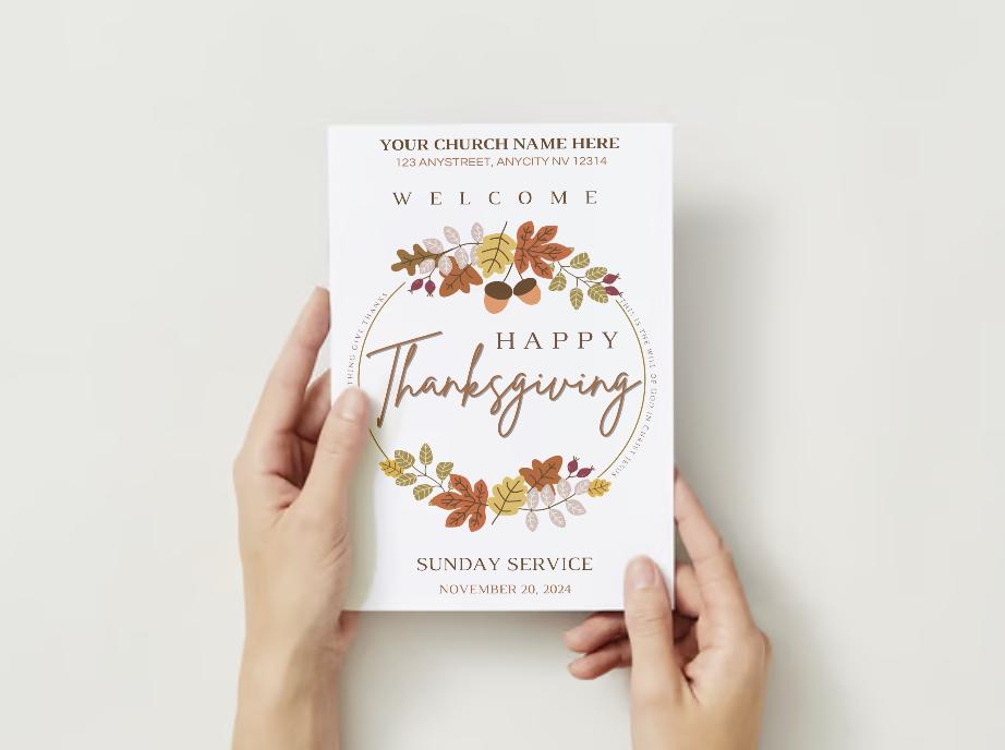 Thanksgiving Program Example Church Thanksgiving Program Template: Editable Canva Bifold (US Letter ...