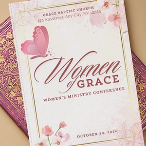 8 Pages Church Womens Ministry Program Template | Customizable Canva Template | Church Bulletin | Handouts | US Letter | Canva Free Access