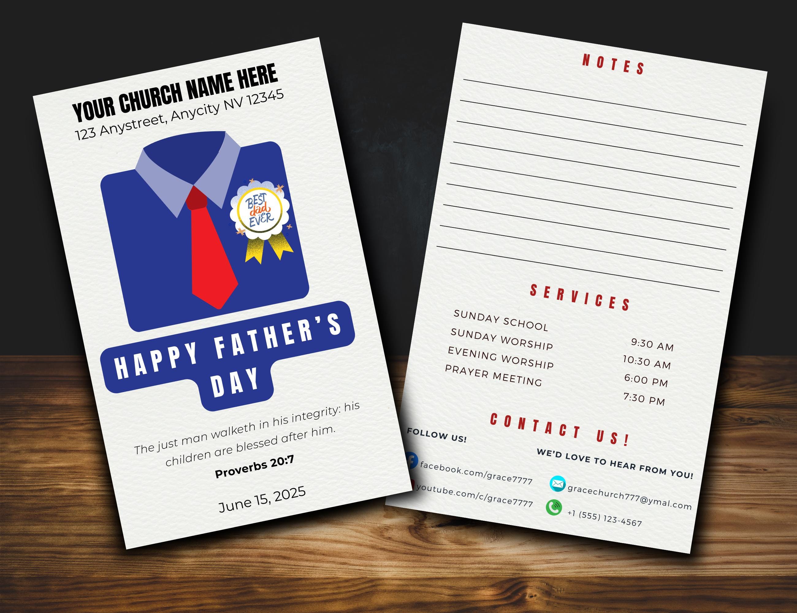 Father's Day Church Program Editable CANVA Template | Event Brochure ...