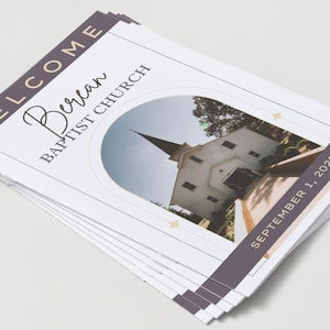 Plantilla de servicio semanal de la iglesia de 8 páginas / Boletín / Folleto de evento / Plantilla editable de Canva / Carta de EE. UU.