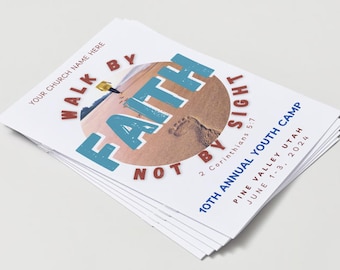 Church Youth Camp Program Template: US Letter Bifold (Canva Editable)
