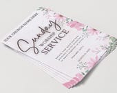 Floral Church Bulletin Template: Bifold Worship Program (US Letter, Canva Editable Digital Download)