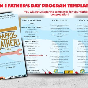 Programa CANVA 2 en 1 para la Iglesia del Día del Padre / Plantillas personalizadas y editables para la congregación / Boletín / Folleto / Tríptico / Carta de EE. UU.