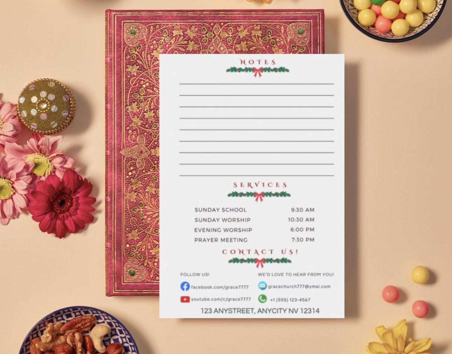 Church Christmas Service Program Canva Template Handout Brochure Front