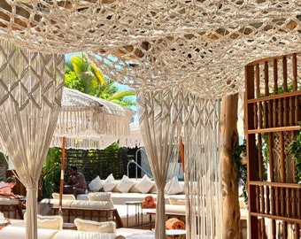 Handmade Boho Style Macrame Roof Ceiling Cover - Shade Canopy for Patio , Backyard,  Pergola , Beach Awning Decoration Indoor Outdoor Tent