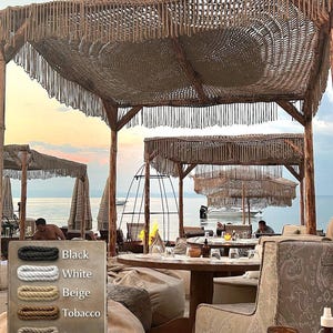 Cubierta de macramé estilo bohemio hecha a mano con flecos - Toldo para patio, pérgola, jardín, playa, decoración de carpa para interiores y exteriores