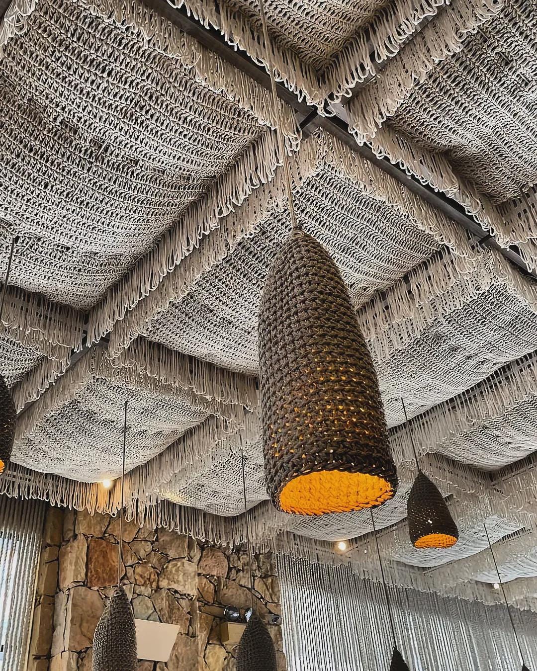 Handmade Boho Style Macrame Cover With Fringe - Shade Canopy