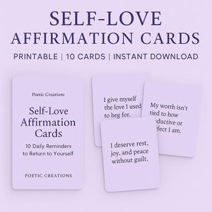 Affirmationskarten zur Selbstliebe (druckbar)-10 digitale Karten zur täglichen Ermutigung und Heilung