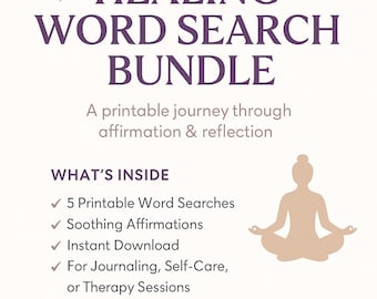 Printable word search bundle designed for self-care, reflection, and healing.