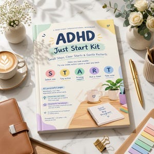 ADHD Task Initiation Workbook | Just Start Kit | Task Paralysis Printable PDF
