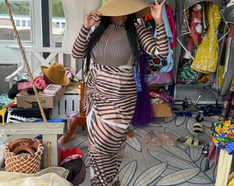 City Girl Ombre Mesh Maxi Dress for Women Who Love Luxury Night Out & Bachelorette Party Fashion, Elegant Stretch Striped Long Sleeve
