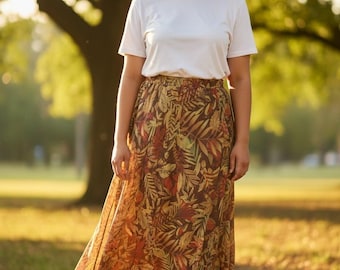 Multicolor mesh tropical print skirt with ruching detail