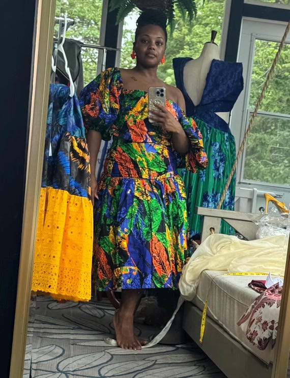Vibrant Off-the-shoulder Ankara Two Piece Midi Dress