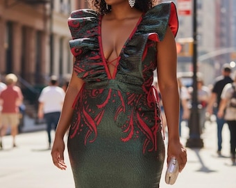 Avant Garde Gala Dress for Fashion Events, Prom Night, Valentines Date, Pageants, Gala & Fashion Show Luxury Statement Dress for Bold Women