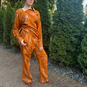 Orange Linen Pants set