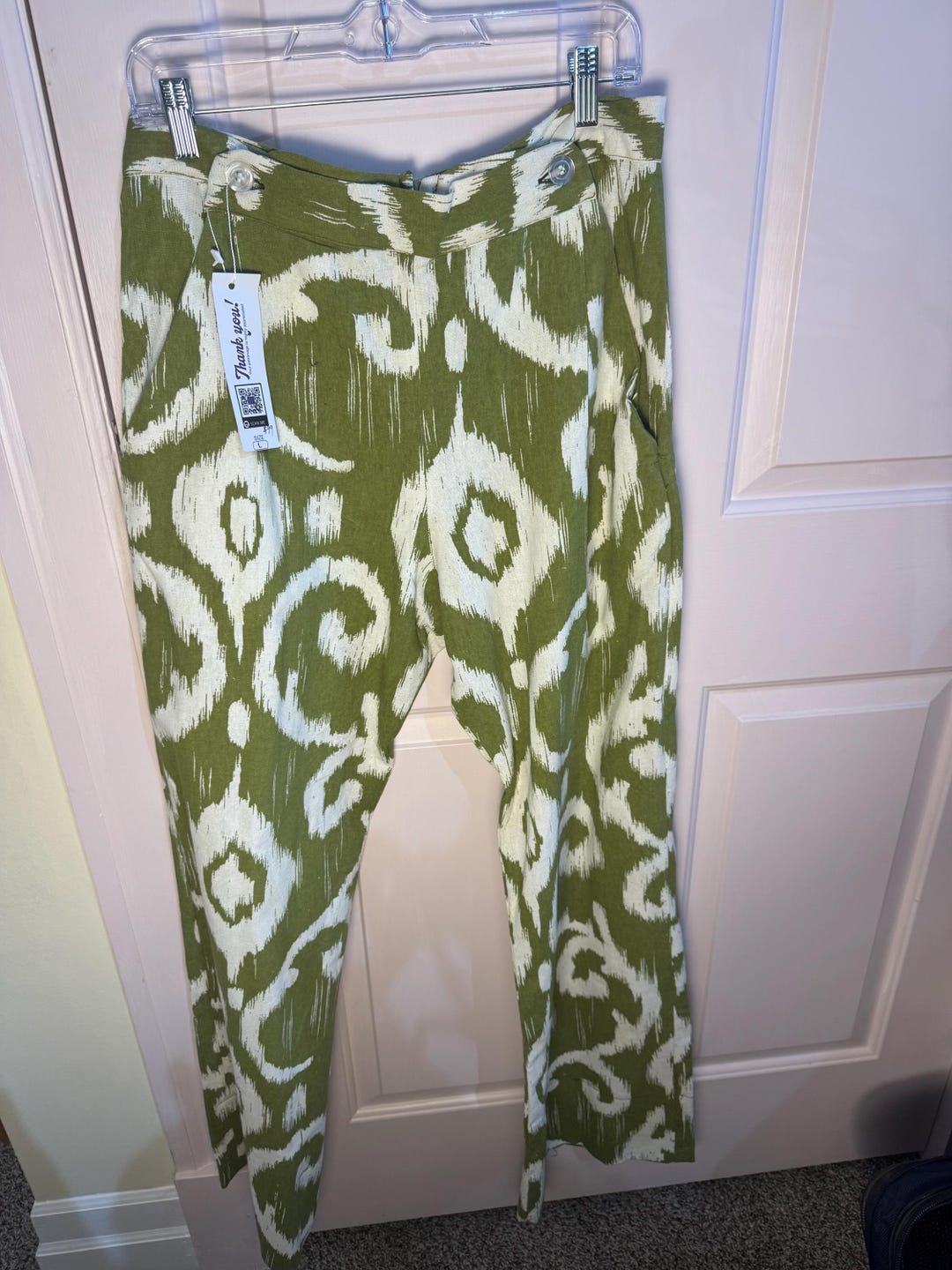 Comfort fit pants - Cotton Ikat grey white main image 1