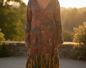 deep v neck dress mixed patterns nigerian dress
