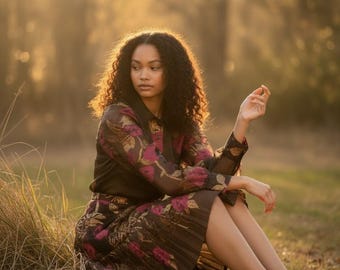 Floral Sets: Sheer Button Down with matching Skirts