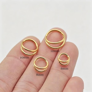 Aro doble articulado de titanio 16G/18G, piercing para septum, pendiente para cartílago y hélix, piercing para la nariz.