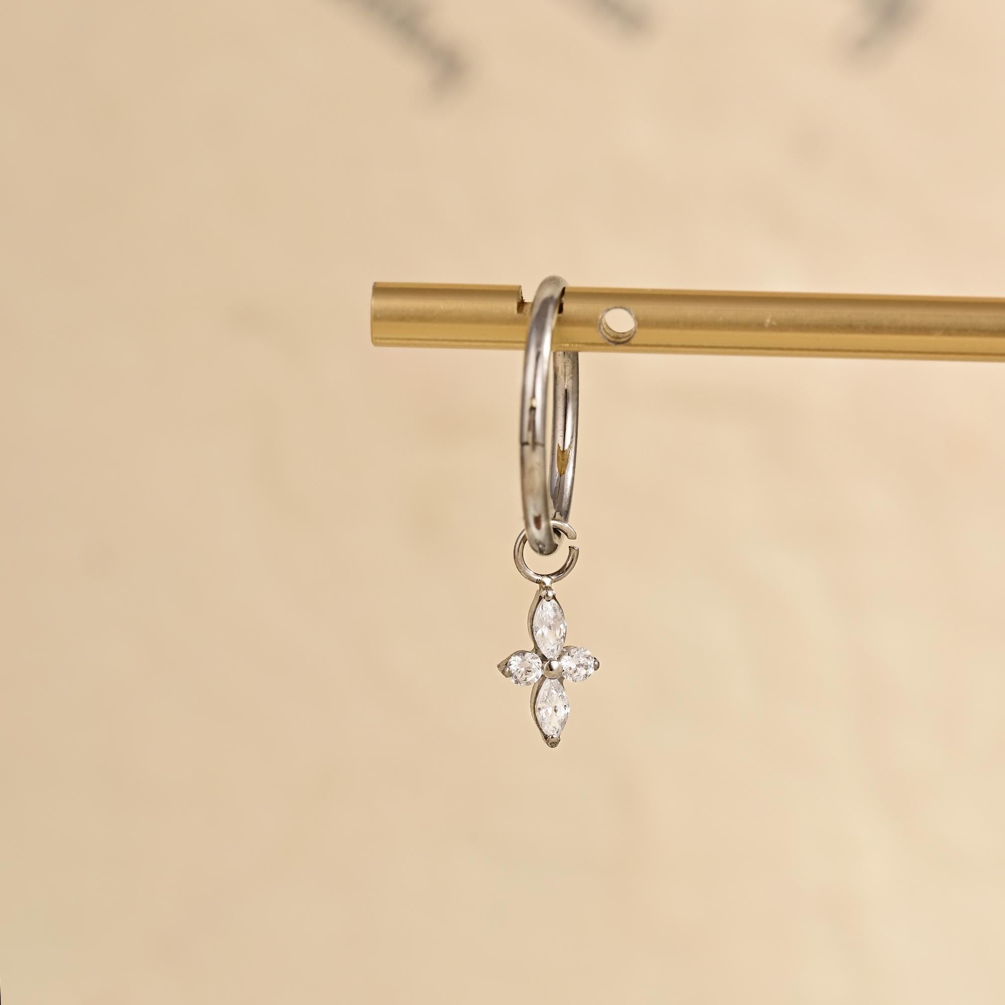 Dangle Hoop Rook Earing 18G/16G Titanium Dangle Huggie Hoop • Rook Piercing • Helix Hoop ...