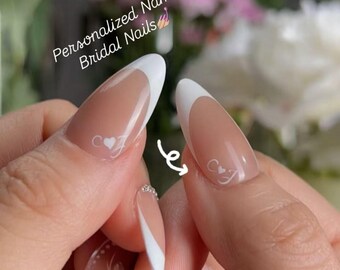 Personalisierte Braut Name Nägel, Benutzerdefinierte Hochzeitsnägel, Hochzeitsgeschenk, Brautgeschenk, Mariage Ongles, French Tips