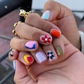 Summer Painted Flower Press-On Nails, Extra Short Squoval Gel Nail Art, Very Short Square Nails, Short Y2K Nails, Wedding Nails product logo