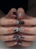 Extra Short Spiral Chrome Press-On Nails, Extra Short Squoval Gel Nail Art, Very Short Square Nails, Short Y2K Nails, Wedding Nails product logo