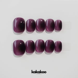 Purple Cat Eyes Nails Elegant Gradient Purple Press-On Nails High quality handmade press-on nails, Gift nails gel nails, Daily Nails