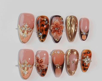 Handmade Press On Nails: Almond, Party, Wedding Nails Gift
