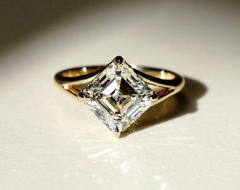 Asscher Cut 2.9ct Lab Grown Diamond Solitaire Engagement Ring - IGI Certified