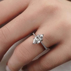 Marquise 1ct Lab Grown Diamond Engagement Ring: IGI Certified, Solid Gold & Silver
