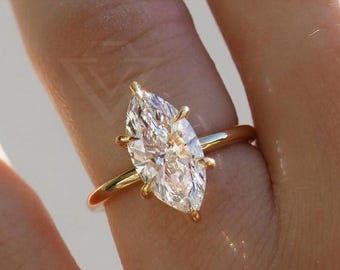 Marquise 3ct Lab Grown Diamond Engagement Ring: IGI Certified Solitaire Proposal Ring