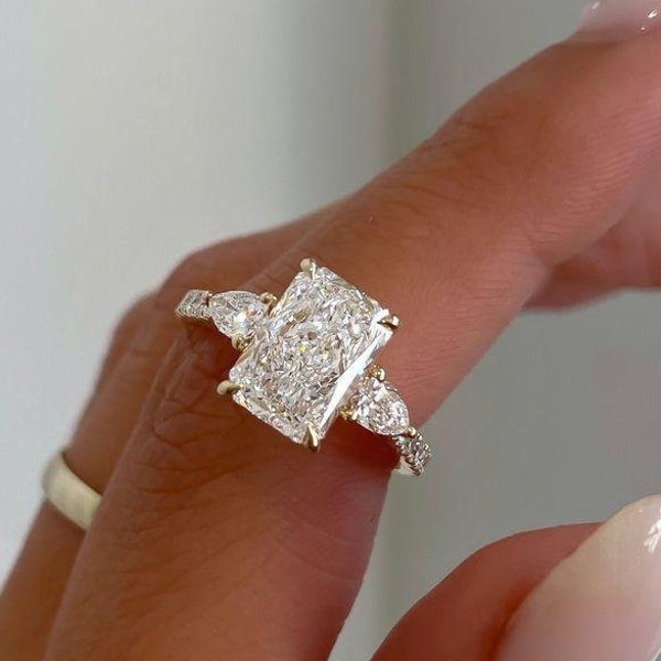 Radiant 3.0tcw Lab Grown Diamond Engagement Ring Wedding Ring Diamond Ring for Her Anniversary Ring IGI Certified