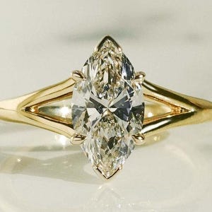 2.0ct Marquise Lab Grown Diamond Engagement Ring: IGI Certified, Sterling Silver