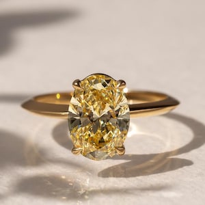 Fancy Oval 3ct Lab Grown Diamond Engagement Ring Lab Grown Diamond Ring Single Diamond Wedding Ring IGI Certified