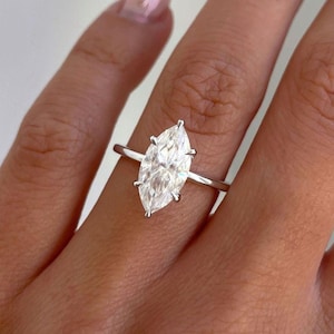 Marquise 3.0ct Lab Grown Diamond Solitaire Engagement Ring Gold Wedding Bands Luxury Bridal Jewelry Anniversary Gifts IGI Certified