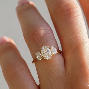 Oval 3ct Lab Grown Diamond Engagement Ring Simple Diamond Ring Custom Made Ring Unique Bridal Ring Promise Ring IGI Certified