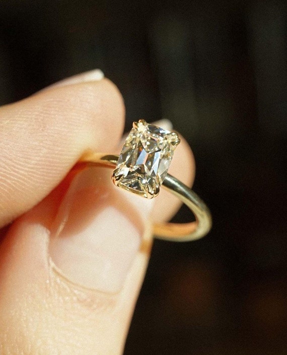 Cushion Lab Grown Diamond Solitaire Engagement Ring