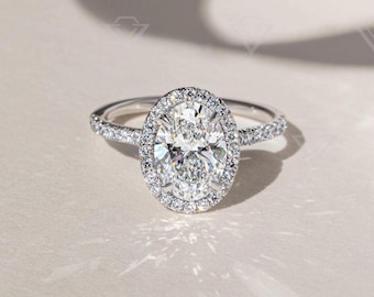 Oval 3.5ct Lab Grown Diamond Engagement Ring, IGI Certified Solitaire Ring