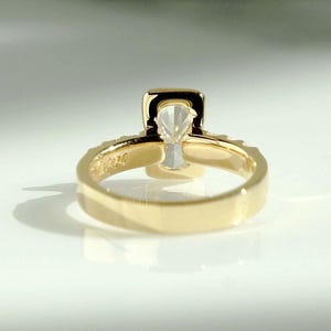 Cushion 2ct lab created diamond solitaire ring with a contemporary half bezel setting and flair shank design. A unique engagement or promise ring for her that also makes a beautiful birthday or anniversary gift—blending minimalist elegance with sustainable brilliance.